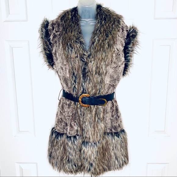 Rinascimento Jackets & Blazers - RINASCIMENTO sleeveless long faux fur jacket